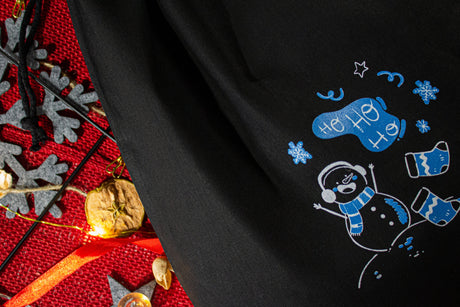 Weihnachts-Baumwolltasche 380x420mm Schwarzes Wintermuster