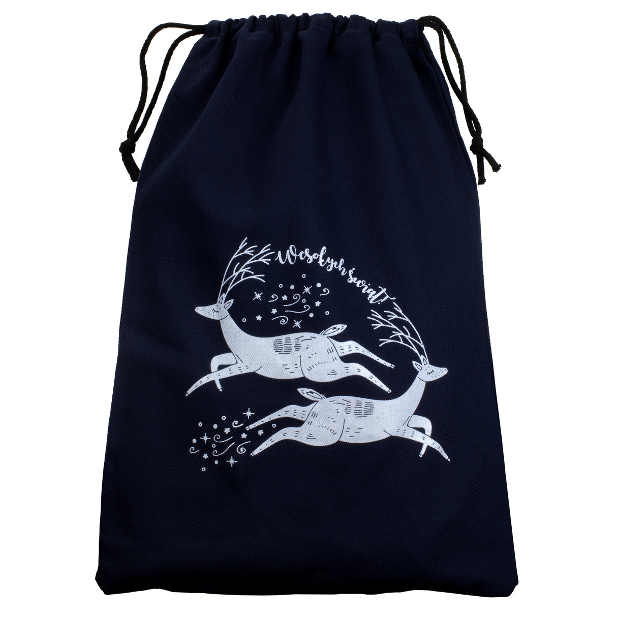 Weihnachts-Baumwolltasche 190x370mm Marineblau mit Rentier-Print