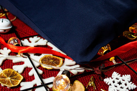 Weihnachts-Baumwolltasche 190x370mm Marineblau mit Rentier-Print