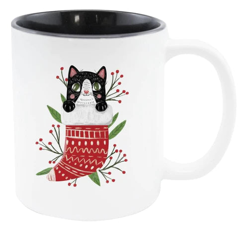 Weihnachtstasse - schwarze Katze