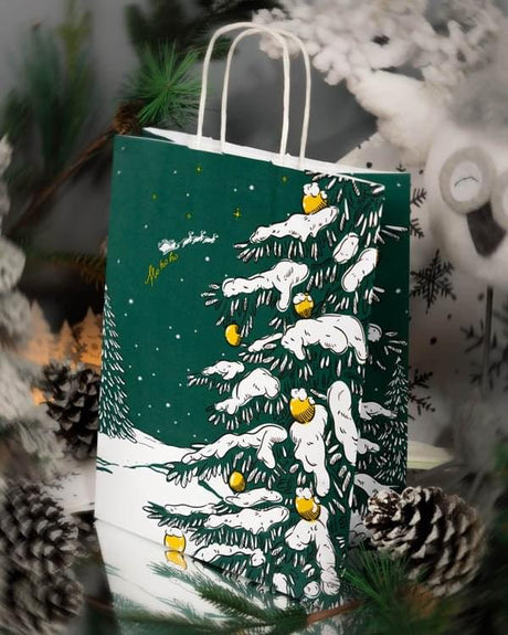 24+11x32cm Weihnachtsbaum HO HO HO Weihnachts Papiertüten mit Griffen