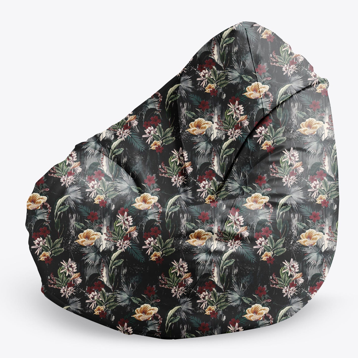 Bean Bag Sitzsack, 80 x 80 x 120 cm, Sitzkissen, mit Tragegriff Boden, Sitzsack Bubibag mit Füllung Dark Jungle