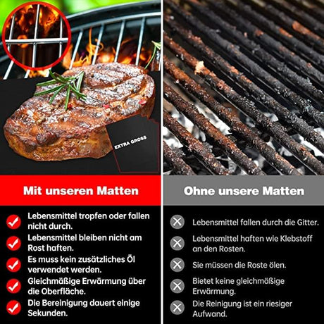 8x Grillmatte BBQ Grillmatten Grill Matte Grillunterlage