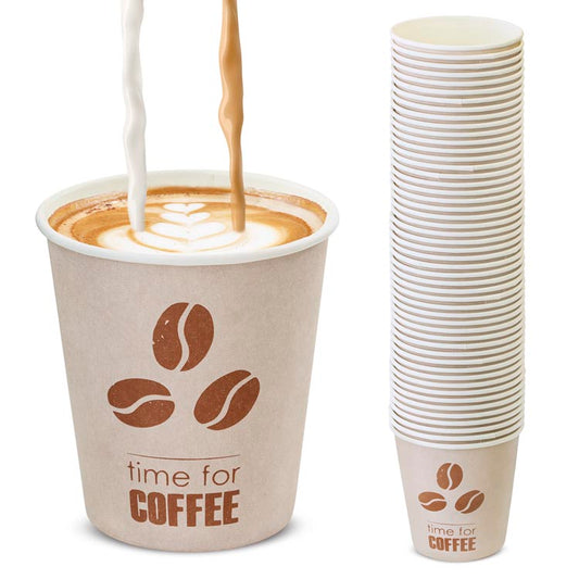 Pappbecher KRAFT Time for Coffee 250ml 50 stk