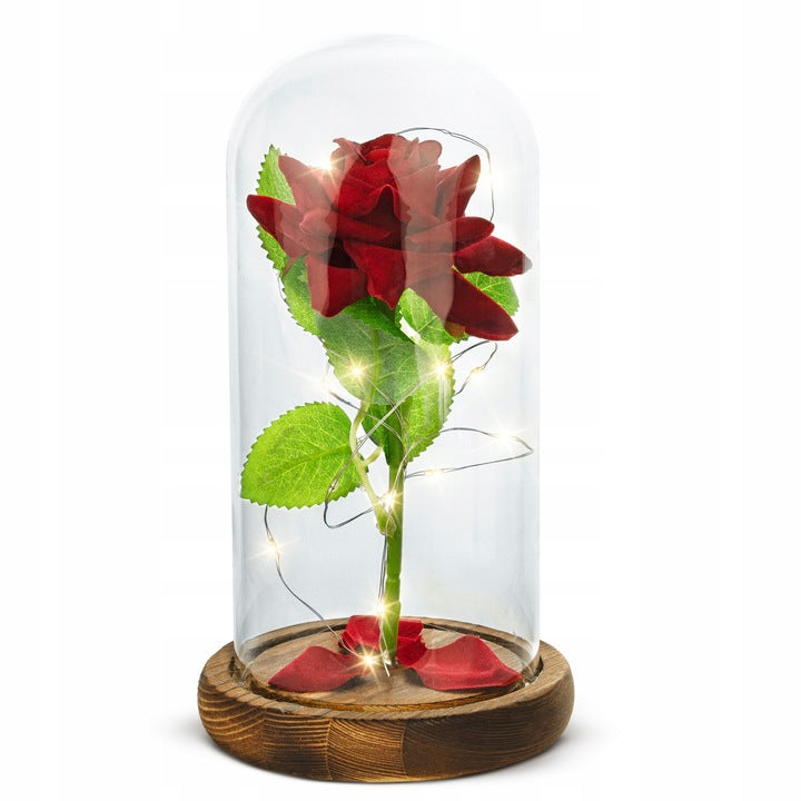 Ewige Rose im Glas leuchtende LED