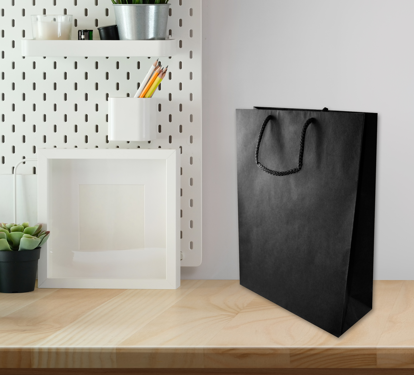 Papiertüte eco prestige 24+9x32cm Schwarz