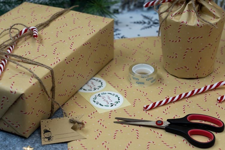 Geschenkpapier weihnachten KRAFT 70cm/5m Lollipop-Bonbons