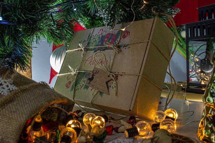 Merry Christmas Weihnachten Geschenkbox set mit 3 Stück +Jutekordel