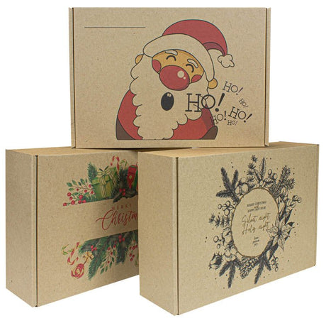 Merry Christmas Weihnachten Geschenkbox set mit 3 Stück +Jutekordel