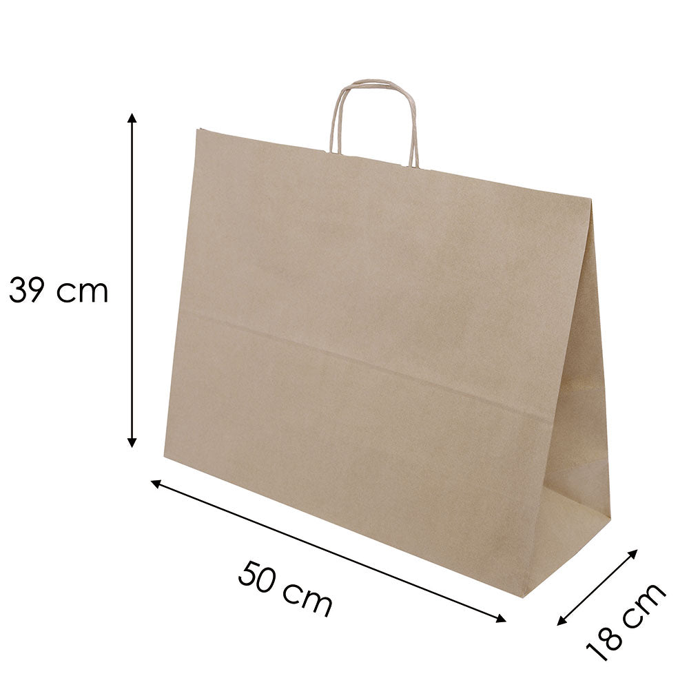 Papiertüte mit gedrehtem Griff 50+18x39cm Braun - AllBags