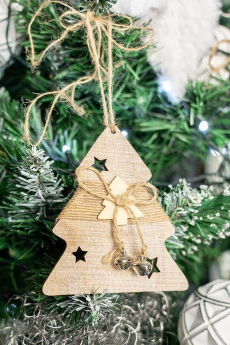 Tannenbaumschmuck Holz-Anhänger Set 4er - Weihnachtsbaumschmuck zum Dekorieren