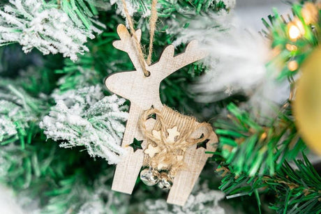 Tannenbaumschmuck Holz-Anhänger Set 4er - Weihnachtsbaumschmuck zum Dekorieren