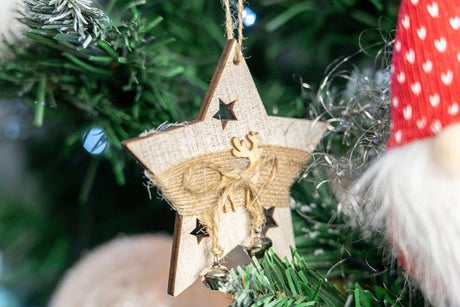 Tannenbaumschmuck Holz-Anhänger Set 4er - Weihnachtsbaumschmuck zum Dekorieren